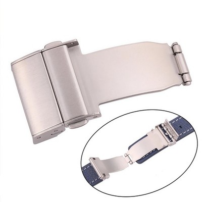 16-22mm Brushed Stainless Steel Double Push Button Watch Buckle Accessories New
