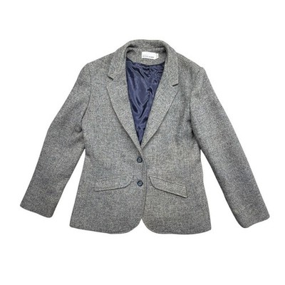 Vintage Sports-Femme Gray Herringbone Wool Blazer Jacket Women's Size 14 USA