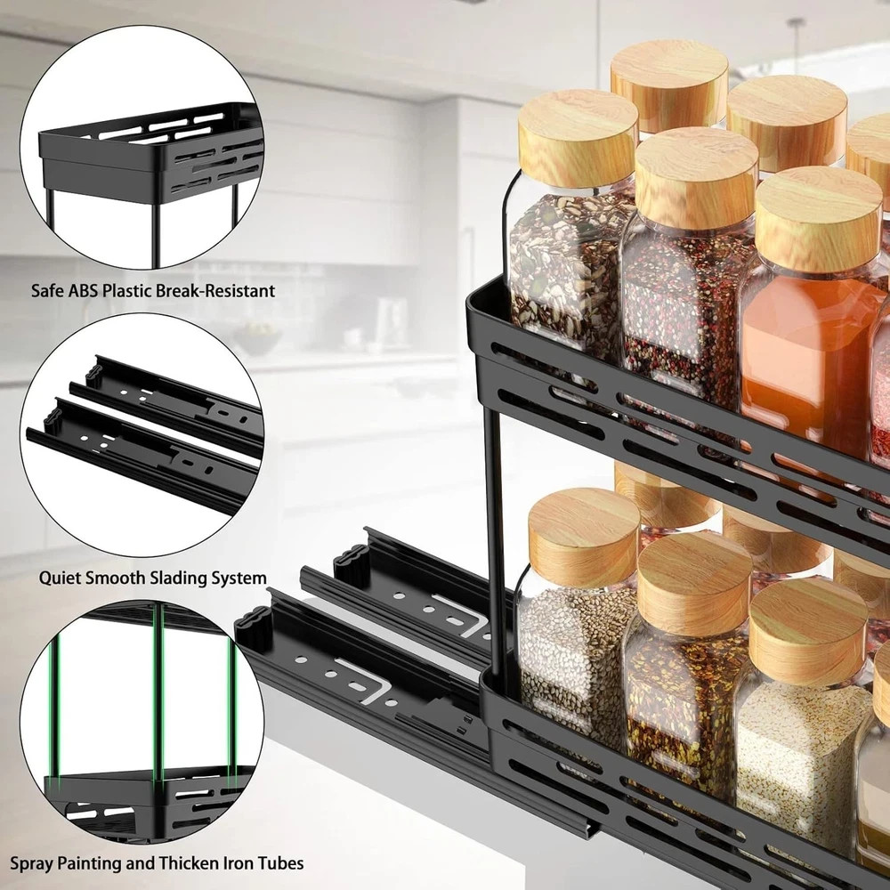 3 Packs Pull Out Spice Rack Organizer for Cabinet, Slide Out Spice Racks Organiz