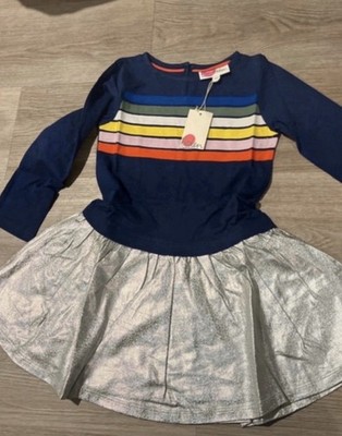 Mini Boden Silver And Blue Dress