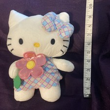 2024 Sanrio Hello Kitty Plush Easter/plaid Dress And Flower 9 In.