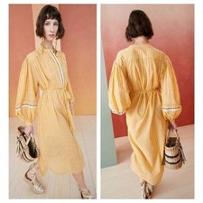 Ulla Johnson Rabea Striped Midi Dress Yellow Size 4 Lightweight Striped