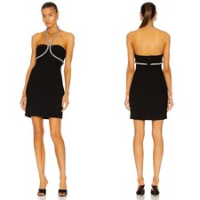 Area Womens NWT Crystal Rope Halter Dress Black - Size 8