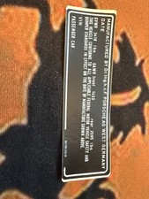 Porsche 911 930 Vin Tag Decal 1980s Nos Oem Porsche 911 930 Vin Tag Decal 1980s Nos Oem