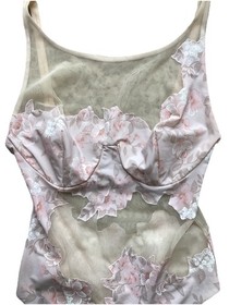 La Perla-4 Floral & Mesh Pink Sheer Bodysuit Size 38 Bustier Pin Up Romantic