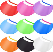 9 Pieces Foam Sun Visors for Women Solid Sun Visor Hat with String Adjustable So