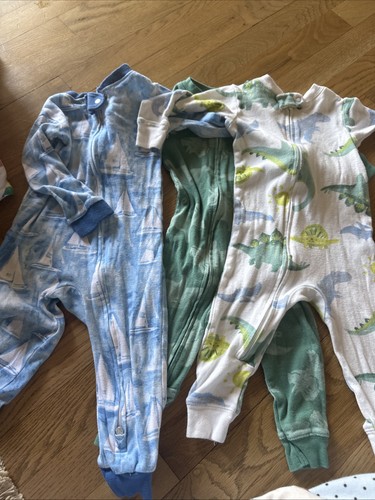 Lot Of 3 Burt’s Bees Baby Carters Zip Sleeper Size 12 Months No Feet  Cotton