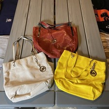 Michael Kors Pebbled Leather Tote Bag Purse Bundle / Lot White Red Yellow