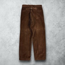 Vintage 50s Corduroy Buckleback Workwear Trouser Pants Brown Size 26x27