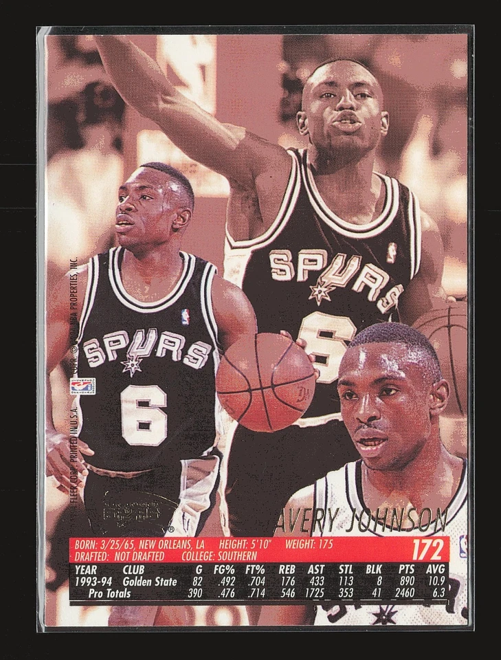 1994-95 Fleer Ultra - Avery Johnson #172 - Image 2 of 2