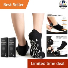 Moisturizing Silicone Socks 2Pair Large Black Aloe Gel Dry Cracked Feet