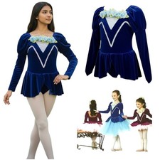 Ballet At It's Best BLUE Child Small Dance Costume Skirted Leotard w/Flowers