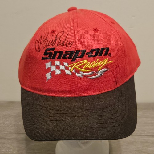 Snap-on Racing Hat Mens Red Black Embroidered Adjustable Baseball Cap