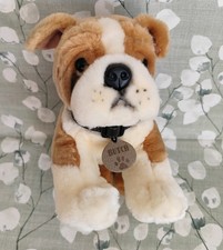 Keel Toys 'BUTCH' Bulldog Tan/White Puppy Dog Collar & Tag 30cm Soft Toy Plush