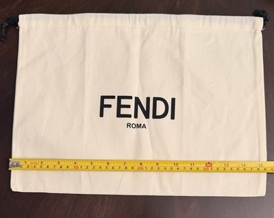 Fendi Roma Beige Drawstring Logo Designer Dustbag for Women Fashionable 15x11 