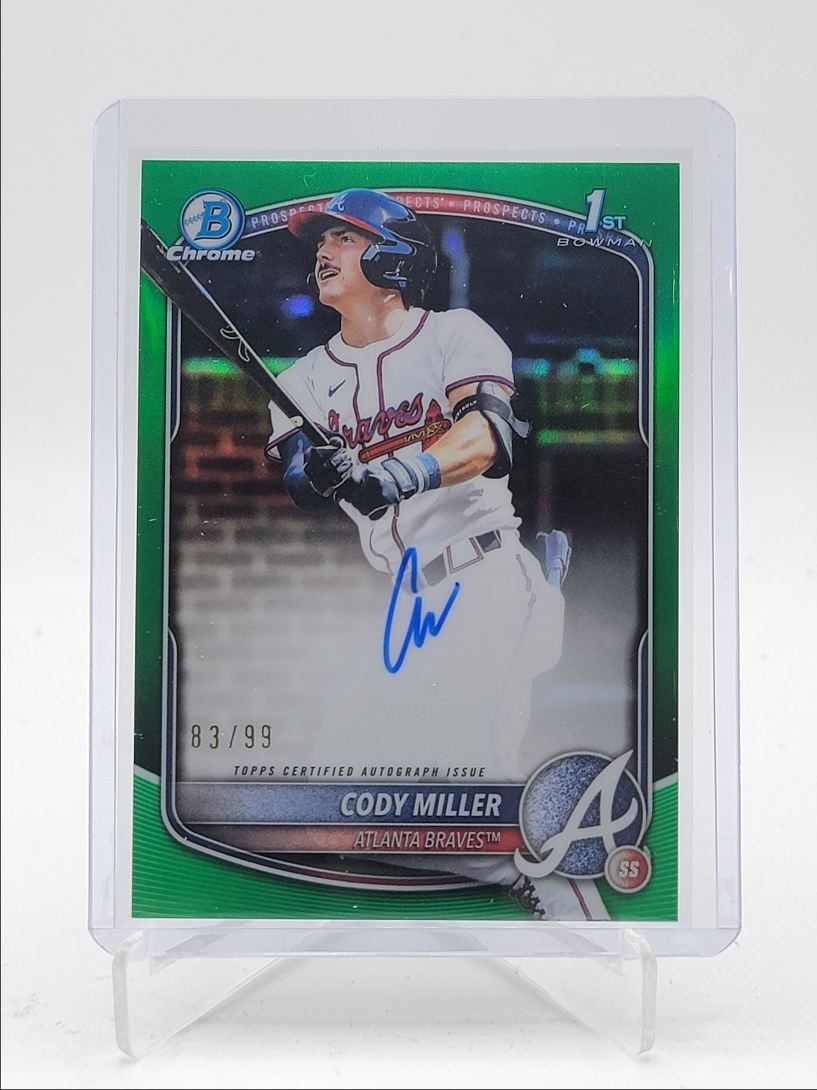 CODY MILLER 2025 BOWMAN CHROME DRAFT 1ST GREEN REFRACTOR AUTO /99 Q3967