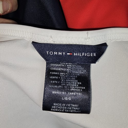 Women's Tommy Hilfiger Essential ColorBlock One-Piece Swimwear LARGE red blue - Picture 5 of 5