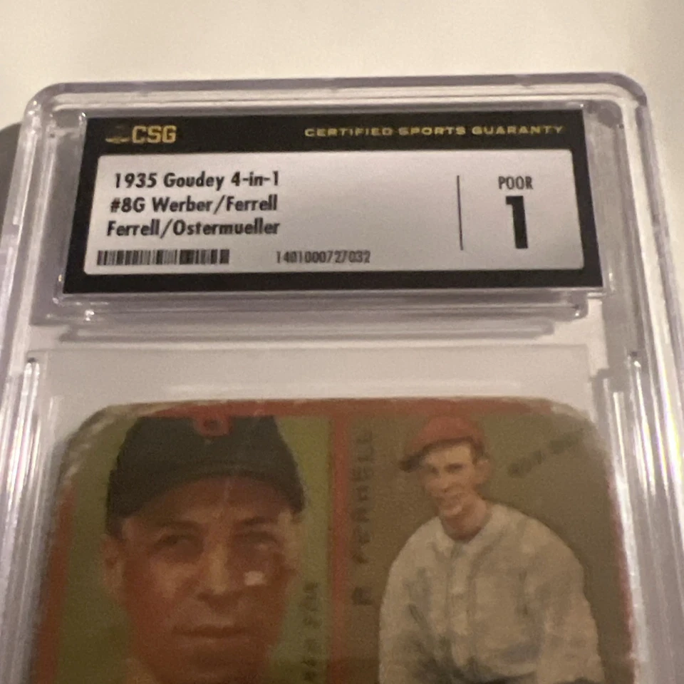 Goudey 1935 4 en 1 Rick & Wes Ferrell Billy Werber Ostermueller Salón de la fama Clasificado CSG 1 Foto 4 de 4