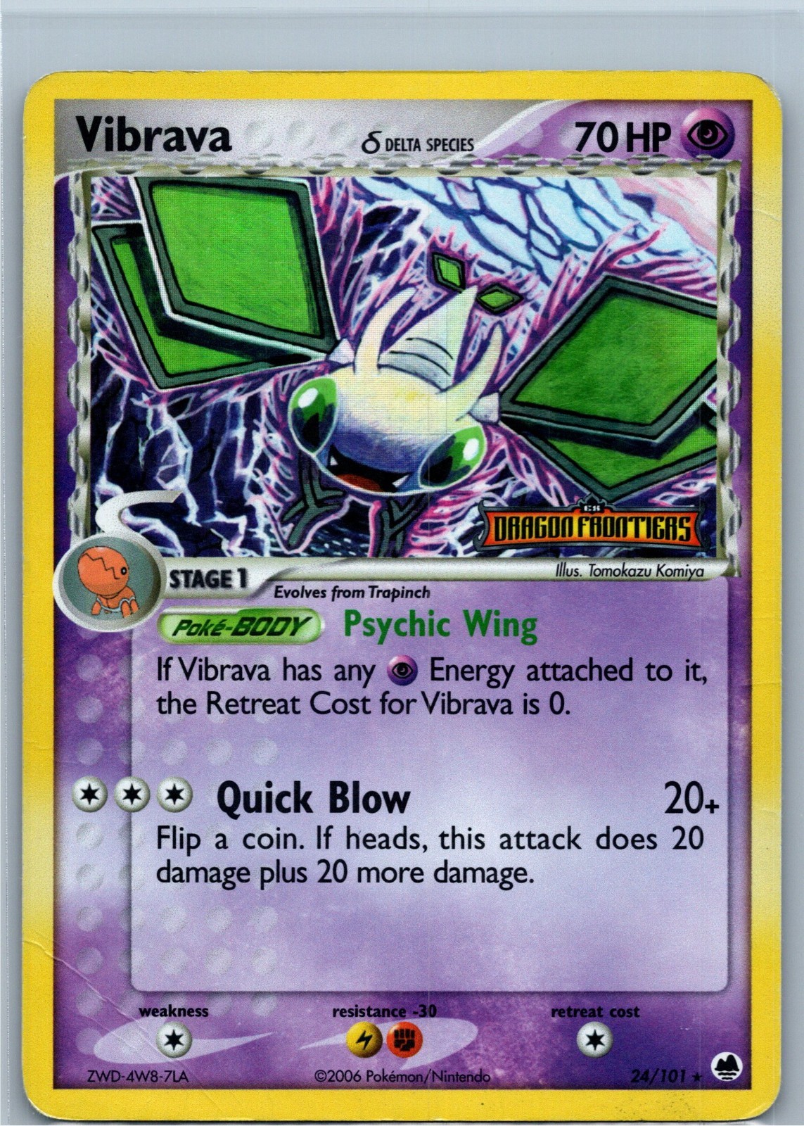 Vibrava 24/101 Rare Reverse Holo Dragon Frontiers Stamped Pokémon Card