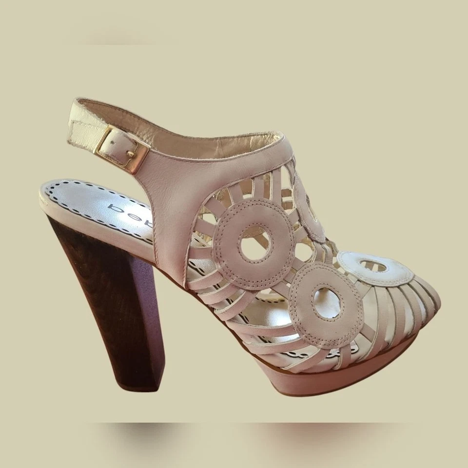 Tacones de plataforma Bebe Nadia de cuero blanco con recorte bohemio - para mujer talla 10 Foto 4 de 4