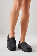 HomeTop Women's Memory Foam Moccasin Slippers Cotton Knit Terry Cloth shoes US 9