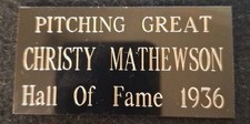 CHRISTY MATHEWSON 1.50" x 3" Black Engraved Nameplate Baseball/Jersey/Cube/Bat