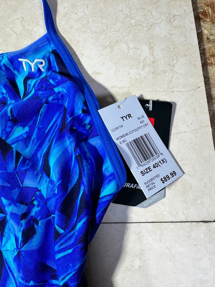 Nuevo TYR Durafast Elite Cristal Azul Diamondfit Una Pieza Mujer Natación Talla 40 Foto 2 de 3