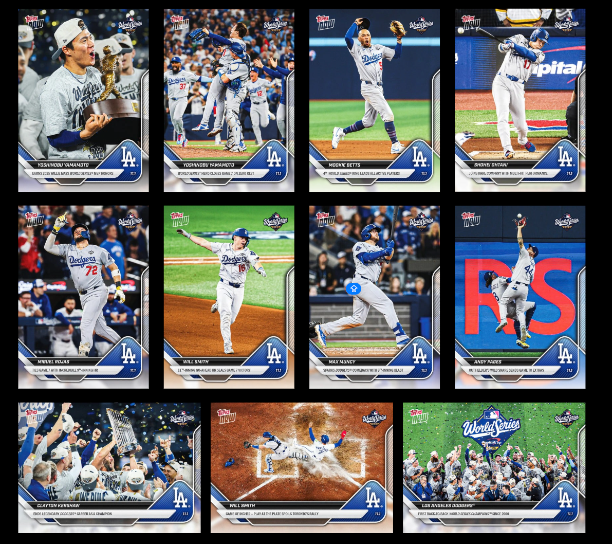 11-Card Bundle WS LA Dodgers Game 7 2025 MLB Topps NOW Cards 919