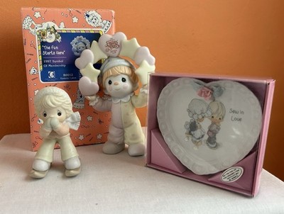 Precious Moments: Sew In Love Ring Plate, The Fun Starts Here, & Skier Ornament