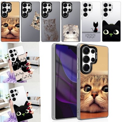 Cute Cat Print Phone Case Hard Cover For Samsung S25 Plus S24 S22 S23 S26 Ultra