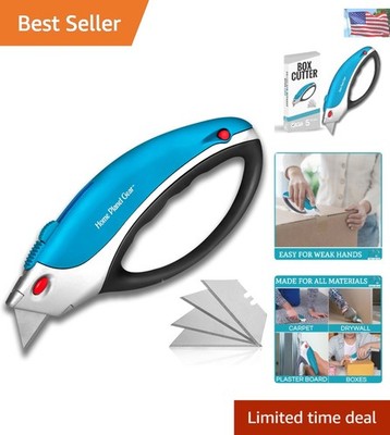 Versatile Heavy Duty Utility Knife   Ergonomic Grip and 5 Replacement Blades