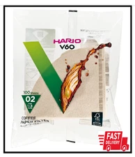 Hario V60 Paper Coffee Filters, Size 02, Natural, Tabbed 100 Count