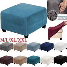Footstool Velvet Covers Stretch Stool Ottoman Protector Sofa Slipcover square