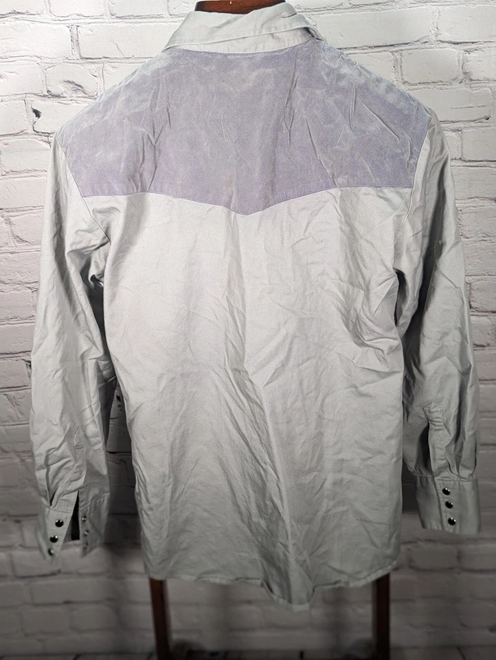 Camisa Buffalo Country Para Hombre Mediana Perla Bordada a Presión Herradura Gris Occidental Foto 4 de 4