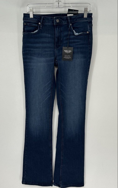 Simply Vera Vera Wang Womens Blue Stretch Mid Rise Bootcut Leg Jeans Size 9