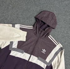 Adidas Originals Essentials Fleece Hoodie Men’s Large Full Zip Purple Hooded