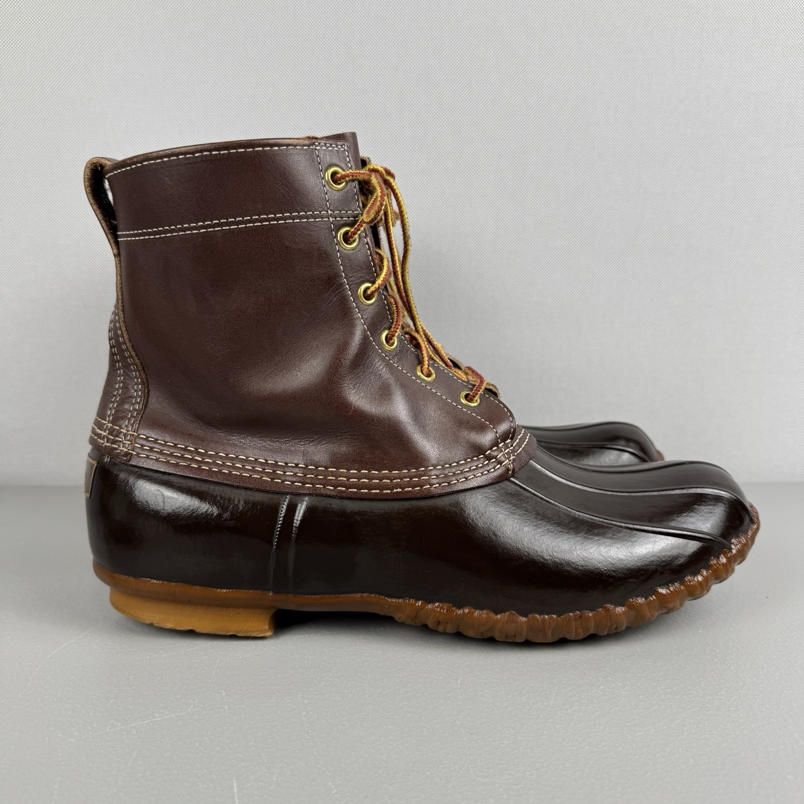 12 M Brown Leather Rubber Duck Bean Boot Usa 7363