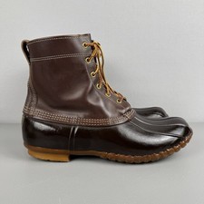 LL Bean Maine Hunting Shoe Men 12 M Brown Leather Rubber Duck Bean Boot USA 7363