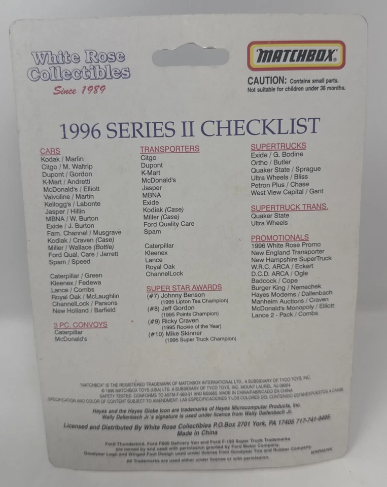 Wally Dallenbach 1996 1/64 Hayes módems Thunderbird Foto 2 de 2