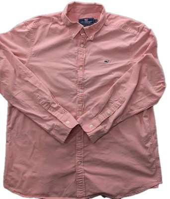 Vineyard Vines Men's Button Down Whale Shirt in Pink mini check cotton size XL