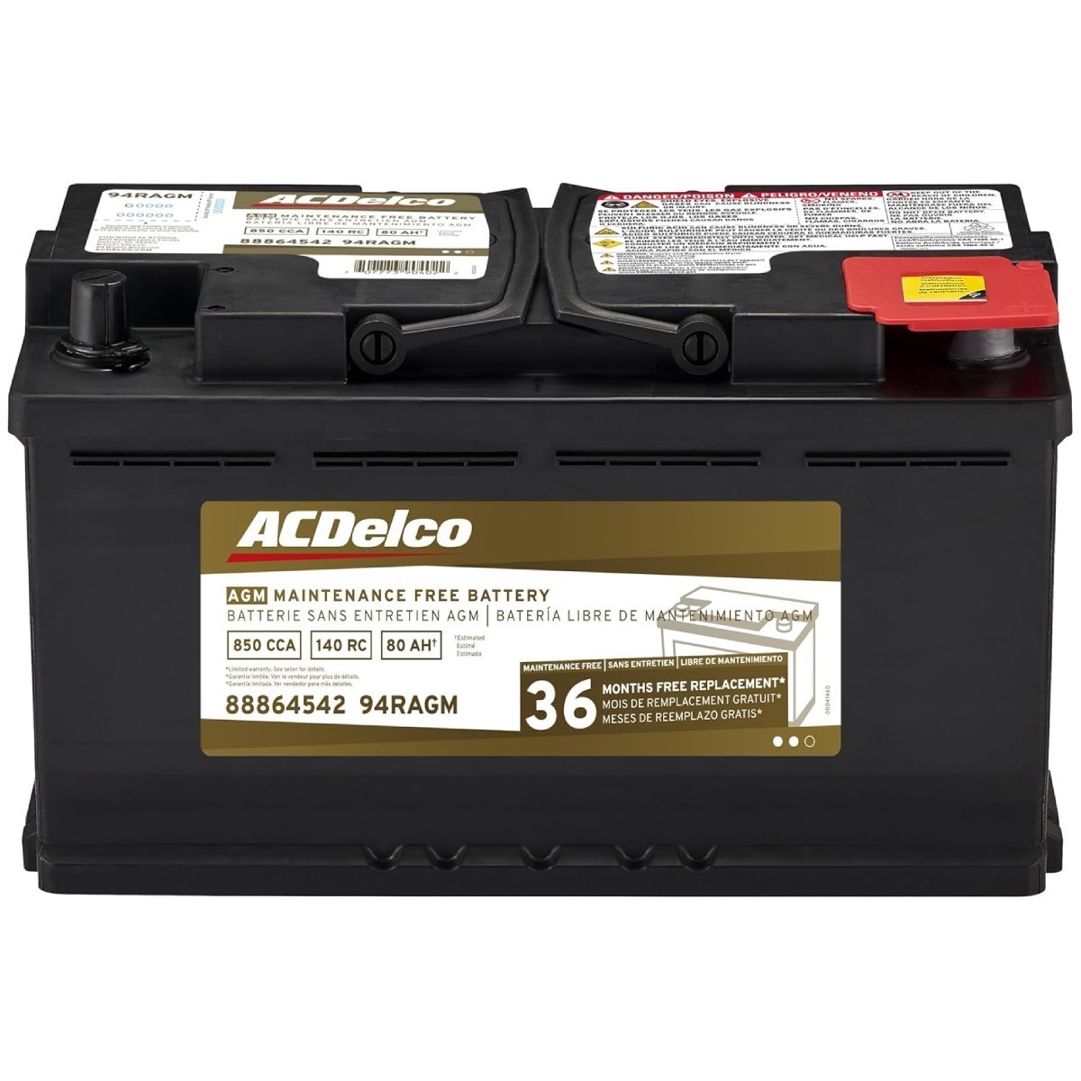 ACDelco Gold 94RAGM (88864542) 36 Month Warranty AGM BCI Group 94R Battery-image