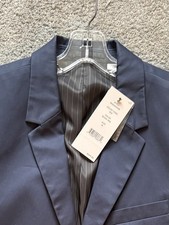 DKNY Men's Modern-Fit Stretch Suit Jacket BlueSolid NWTs Size Medium 32 Length