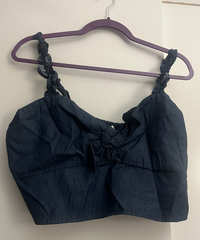 Women's Soft Blue Denim Crop Top Size XL