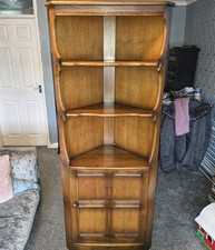 Ercol Tall 'Golden Dawn' Oak Corner Cupboard Display Cabinet - FREE UK DELIVERY 