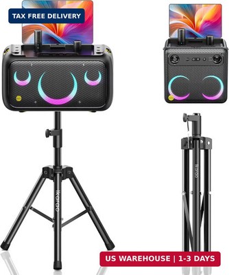 Ikarao Speaker Stand Adjustable Height 36''-47'', Heavy Duty Carbon Steel Karaoke