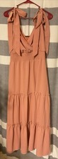 BEAUTIFUL Peach Sz L Maxi Dress With Tie Shoulder Straps. Stunning!