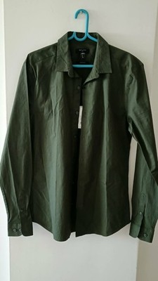 New look Men's Muscle Fit Shirt Khaki Green Olive Size S Small Casual Dress