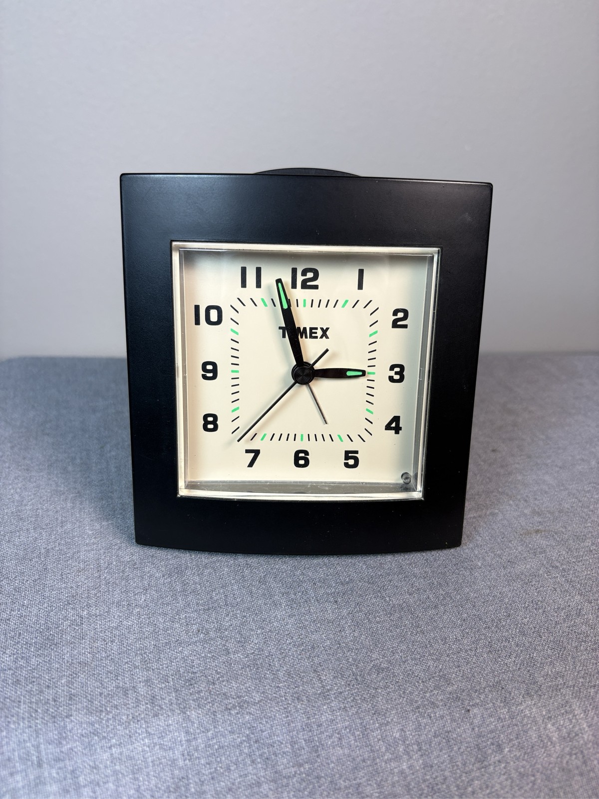 Timex Analog Alarm Clock Black Square Bedside Desk Quartz Table Clock
