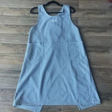Japanese Otemba Animal Bear Pinafore Apron Pockets Sz M Gingham Smock Women
