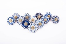 Ceramic Knobs Set of 12 Blue White Flower Vintage Drawer Pulls, Decorative C